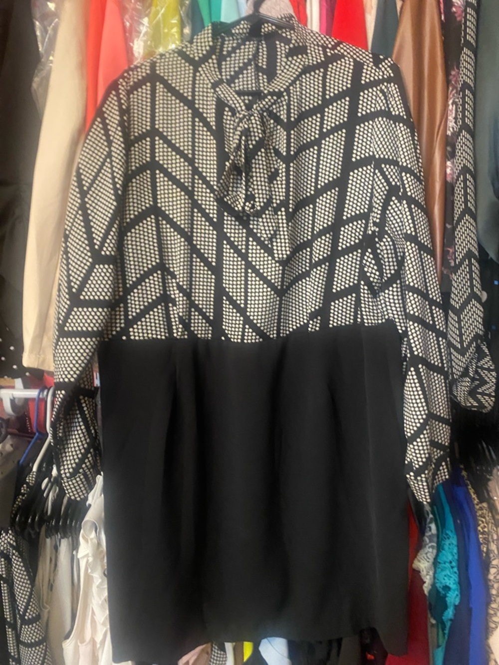 SHEIN Black and White Geometric Tunic Top